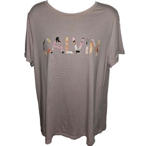 Calvin Klein Logo Soft Crew Neck Rolled Short Sleeve Tee